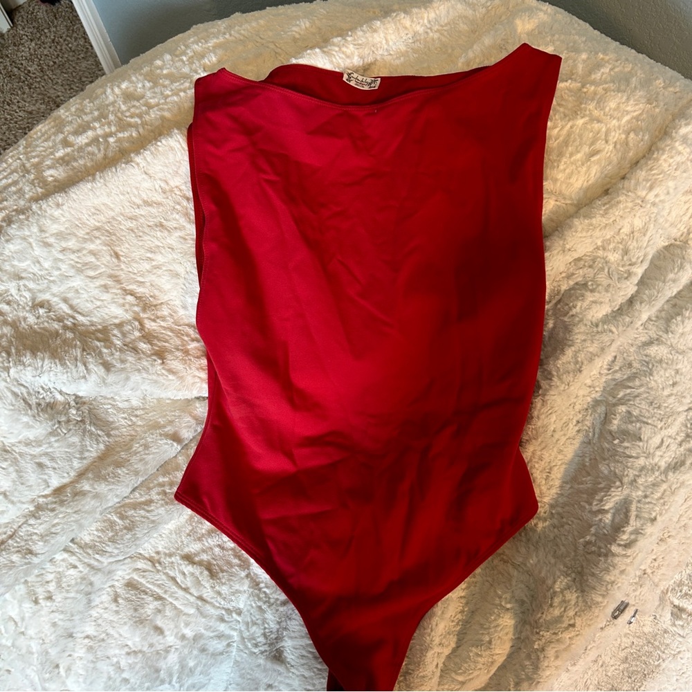 Free People FP Intimately Red Boatneck Tank Thong Bodysuit - S